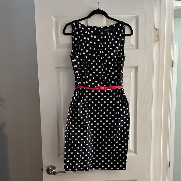 Ralph Lauren Dresses & Skirts - Ralph Lauren Black and White Polka Dot Midi Dress